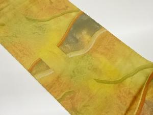 縞に曲線模様織出し袋帯